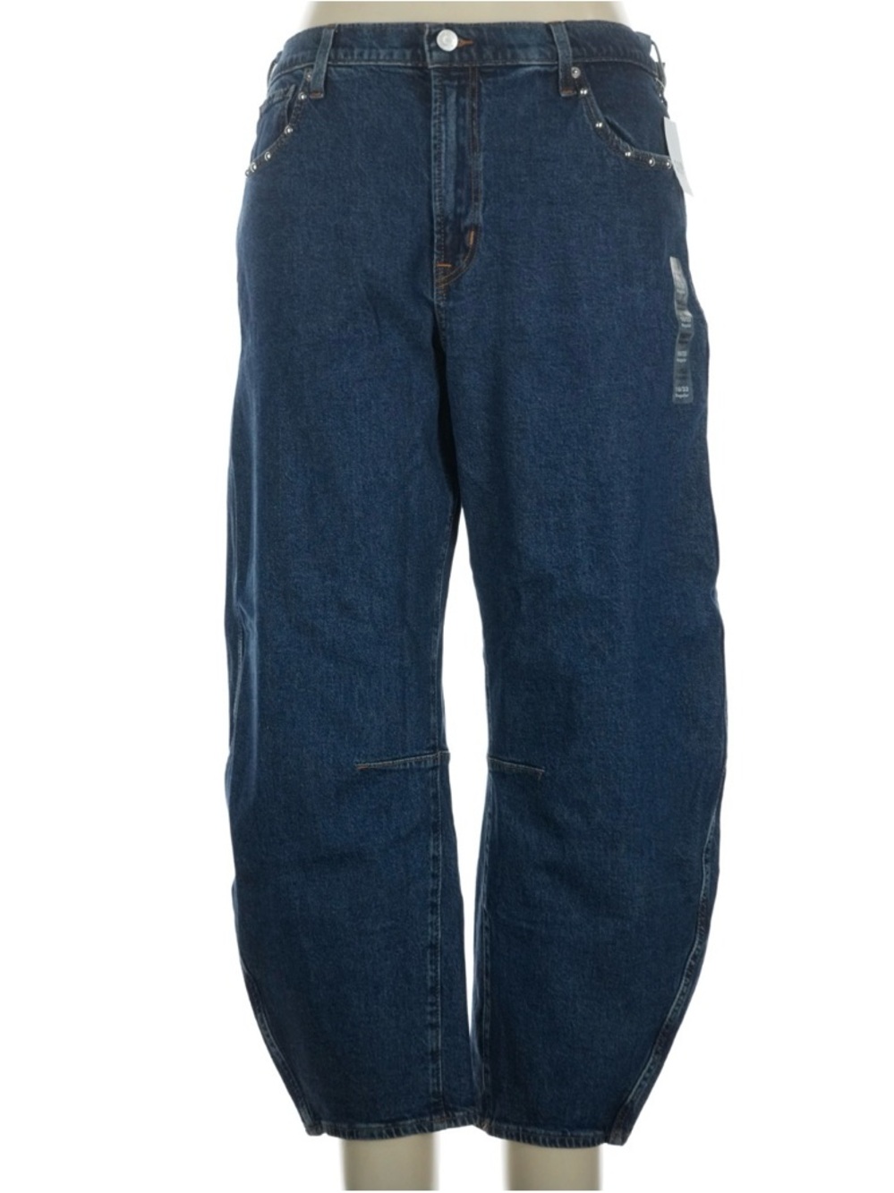 GAP Women's Dark Blue Barrel Jeans With Metal Stud Accents